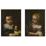 Pair: A Boy with a Dog; A Girl with a Cat by Antonio Amorosi