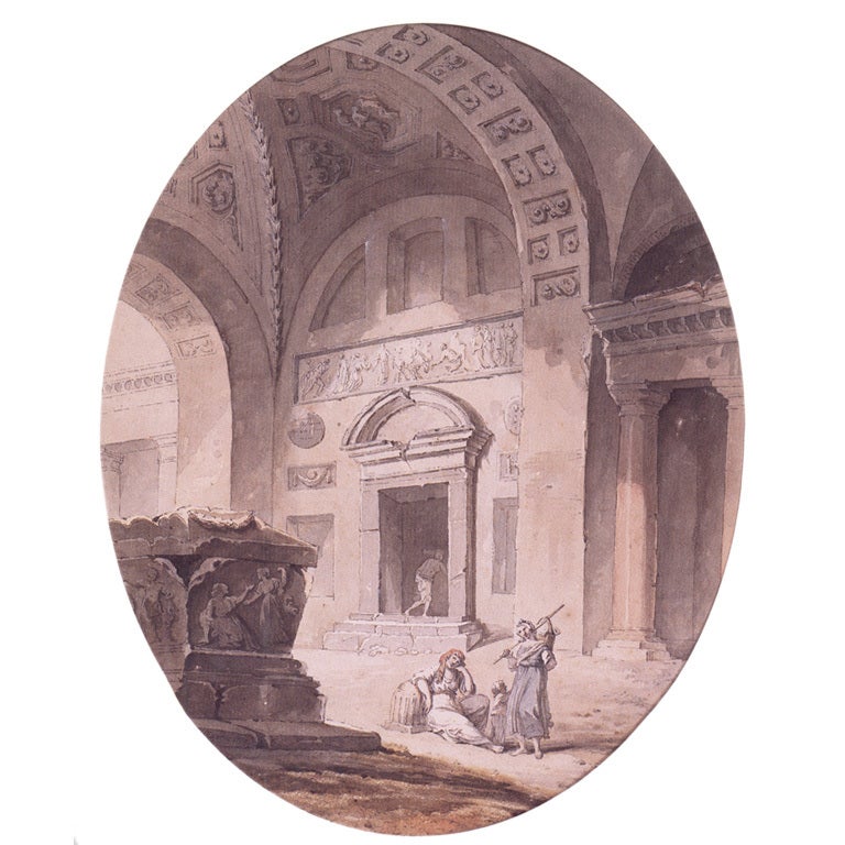 Ruins of a Vaulted Classical Interior by Pierre-Antoine de Machy For Sale