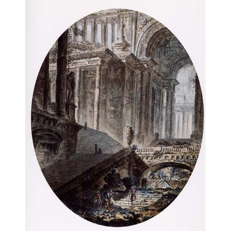 Pair of Architectural Fantasy by Jean-Henri Alexandre Pernet
