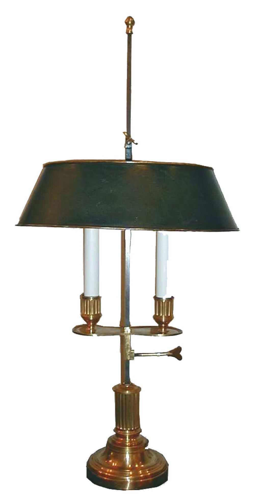 Gilded bronze and painted metal (tôle) bouillotte lamp