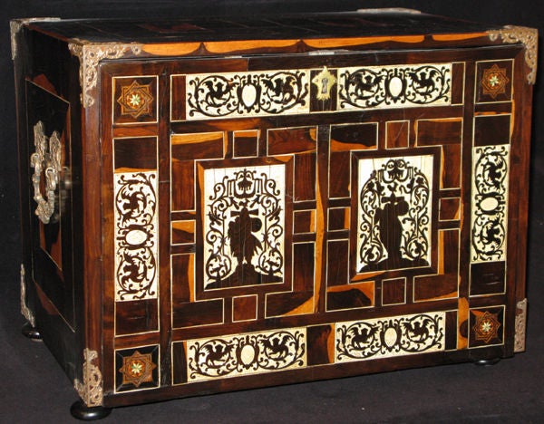 Madagascar ebony, rosewood, bone, and gilded brass table cabinet
