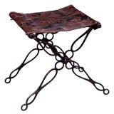 Iron and leather folding stool
