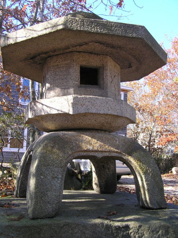 Japanese Extremly large YUKIMI Stone Lantern For Sale