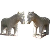 Vintage Two Stone Carved Horses