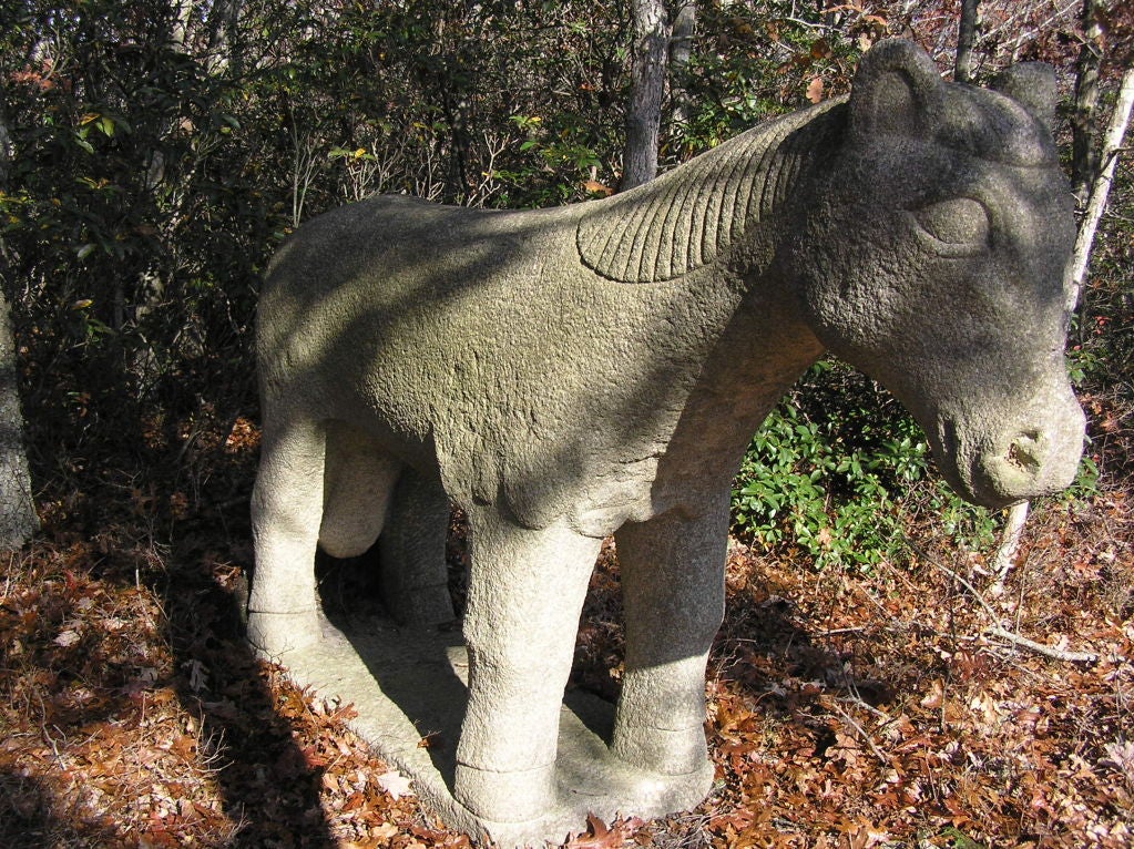 Mid-20th Century Two Stone Carved Horses For Sale