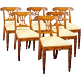 A Set Of Six Anglo-indian Regency Solid Satinwood Side Chairs