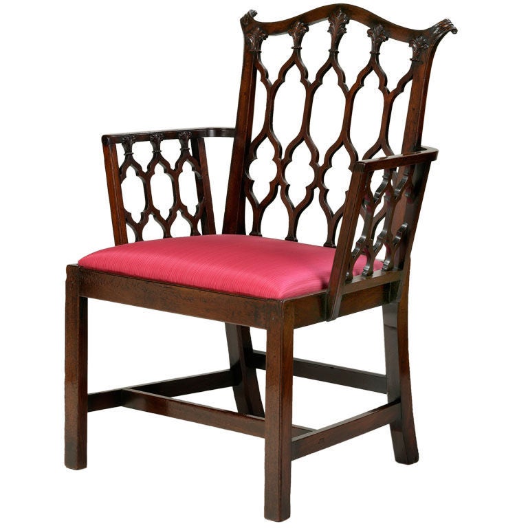 Fine Early George III Mahogany Open Armchair For Sale