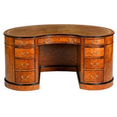 Fine 19th Century Burr Walnut and Ebonized Kidney-Shaped Desk