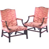A Pair Of George III Mahogany Library Armchairs