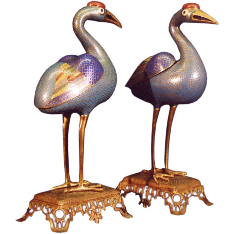 A Pair Of Cloisonne Enamel Incense Burners