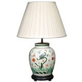 A Chinese Export Porcelain Covered Jar Mounted As A Lamp