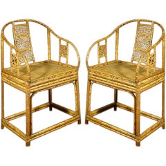 A Pair Of Rare Chinese Export "Brighton Pavilion" Armchairs