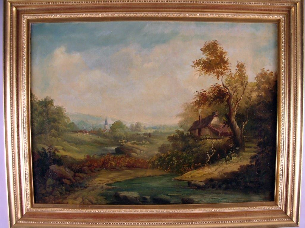19th Century Rare pair of landscape paintings, signed C. Baker