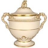 Gold and white covered urn, Spode?