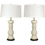 Pair of marble balusters mounted as lamps