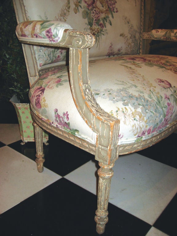 19th Century French Louis XVI Style Painted Settee