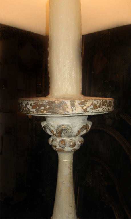 18th Century Pair Italian White Alterstick Floor Lamps