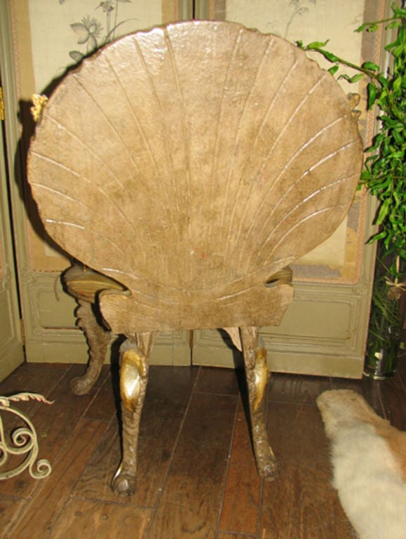 Late 19th Century Italian Silver Giltwood Grotto Arm Chair For Sale 1