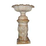19th Century Pair of Italian Cast Iron Scallop Urns on Pedestals