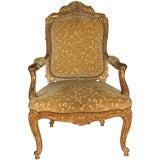 19th Century Italian Baroque Style Carved Giltwood Armchair