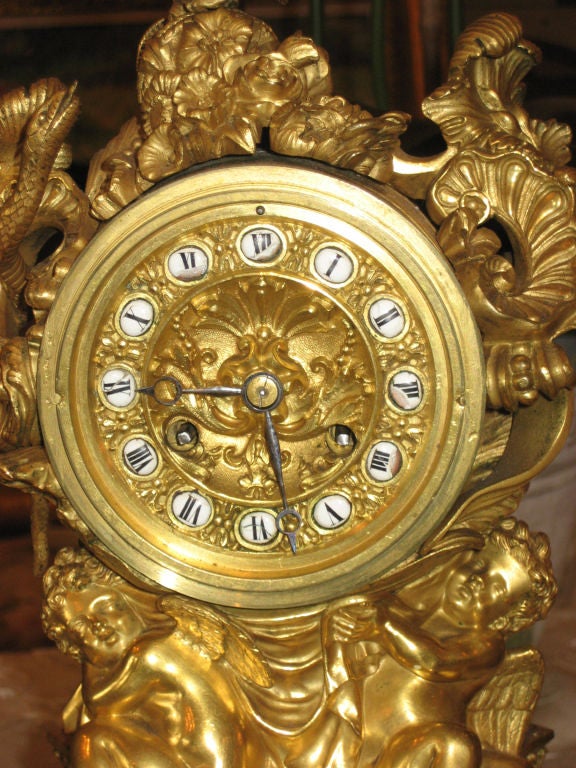 c.19th Century French Christophle Dore Bronze Mantel Clock