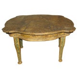 19th Century Italian Rococo Style Parcel Gilt Faux Marble Table
