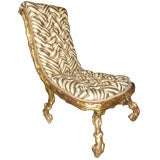 19th Century Rare French Naturalist Giltwood Slipper Chair