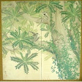 Japanese painted screen: Gibbons on Mulberry Paper