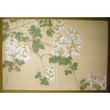 Japanese painted screen of Flowering Tree on mulberry paper