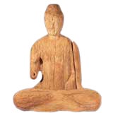 Japanese Carved Wood Amida Buddha.
