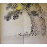 Japanese Screen: Gold Moon and Pine Tree.
