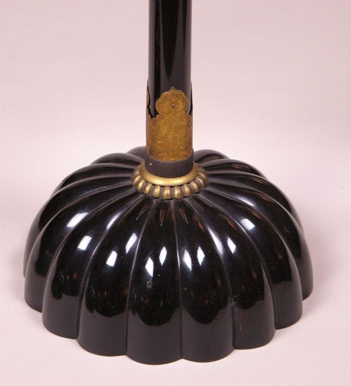 Pair of Japanese Black Lacquer Candlesticks. 2