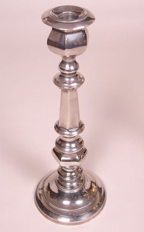 Pair of Silver Indian 20th Century Euro-Style Candlesticks.