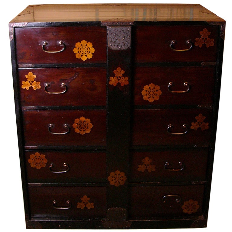 Japanese Black Lacquer Tansu Chest.