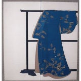 Japanese Screen:  Painting of Kimono and Rack.