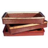 Three pairs of Japanese woven lacquered nesting trays, for Kimo