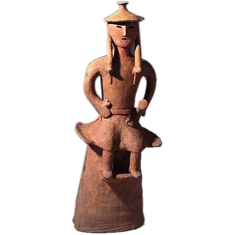 Japanese Haniwa figure of seated warrior.