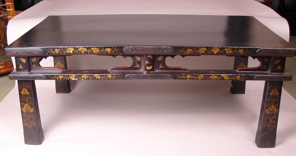 Japanese Black lacquer Buddhist offering table.