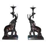 Elephant form bronze candlesticks