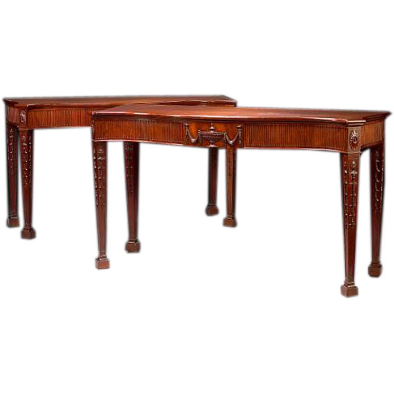 Pair of George III style Irish mahogany console tables