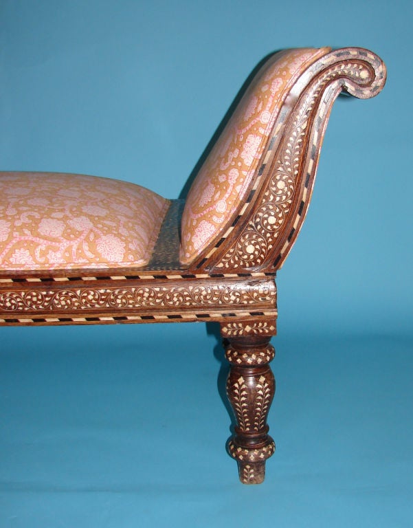 Rosewood, bone-inlaid recamier