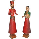 Pair of 19th Century carved Indian wooden figures.