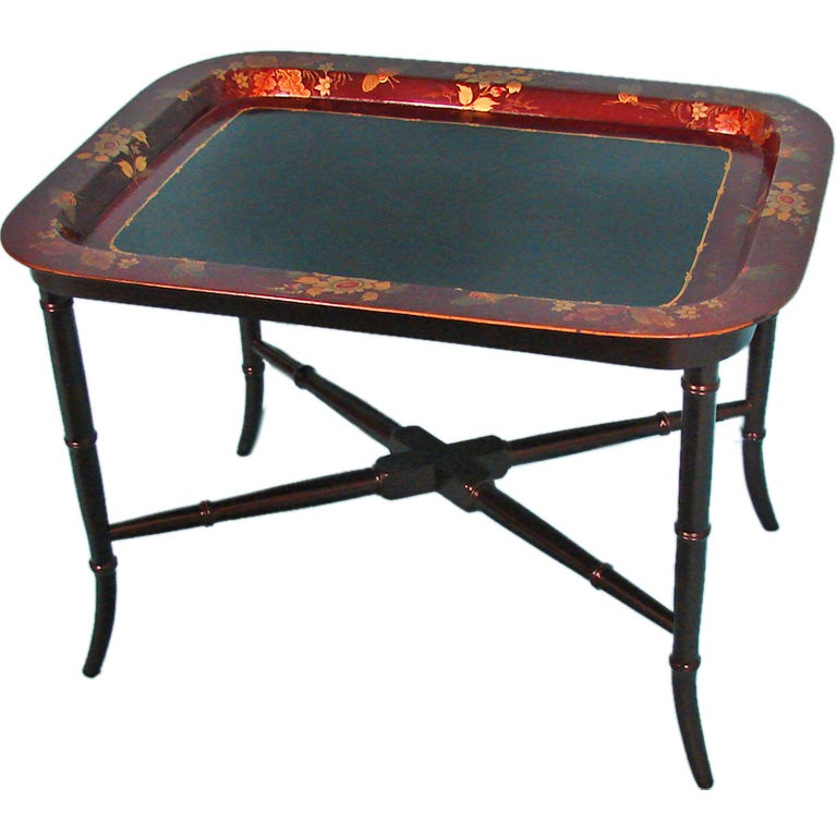 Regency papier mache tray on stand