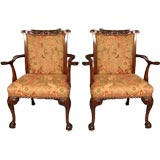 George III style open armchairs