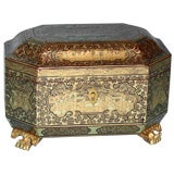 Antique Lacquer and gilt tea caddy