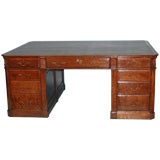 Antique English oak partners desk