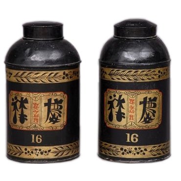 Pair of Chinese export tea canisters