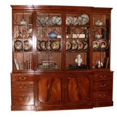 George III mahogany breakfront bookcase