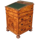 English Regency burl walnut davenport