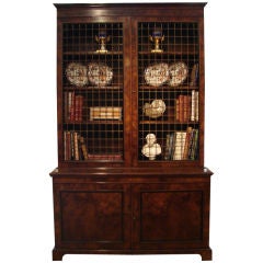 English burl walnut 2 part bookcase